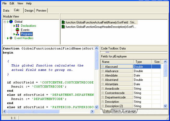 Define Sorting Fields and Descriptions