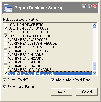 Sorting in the Report Settings